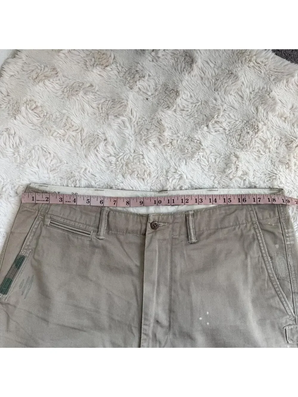 Polo Ralph Lauren Distressed Patchwork Paint Splatter Chino Pants Tan 36x30
